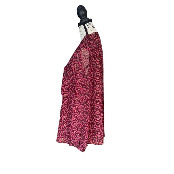 Coldwater‎ Creek Pink Chiffon Ruffle Blouse Long Sleeve Button Down Womens XL - Picture 2 of 7